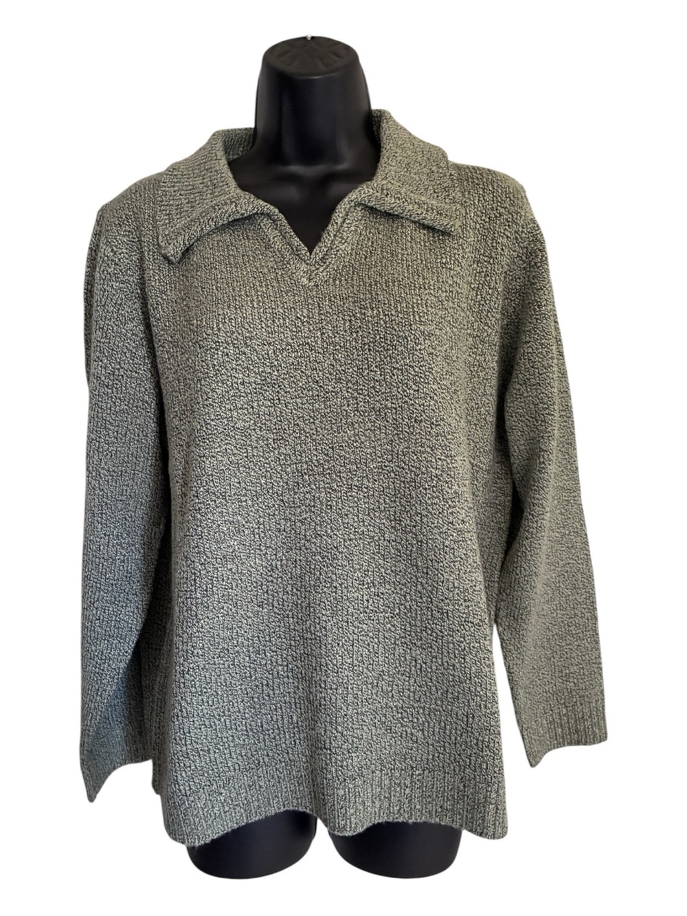 Vintage Grannycore Cottgecore Casual V-Neck Sweater Green Sz L